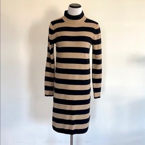 J.Crew Navy & Tan Striped Sweater Dress